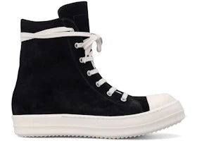 Rick Owens High Top Suede Sneakers Black Milk - vue 360