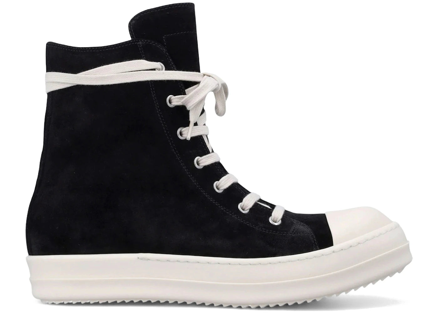 Rick Owens High Top Suede Sneakers Black Milk - vue secondaire A