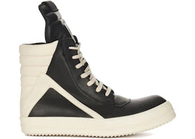 Rick Owens Leather Geobasket High Black Milk - vue 360