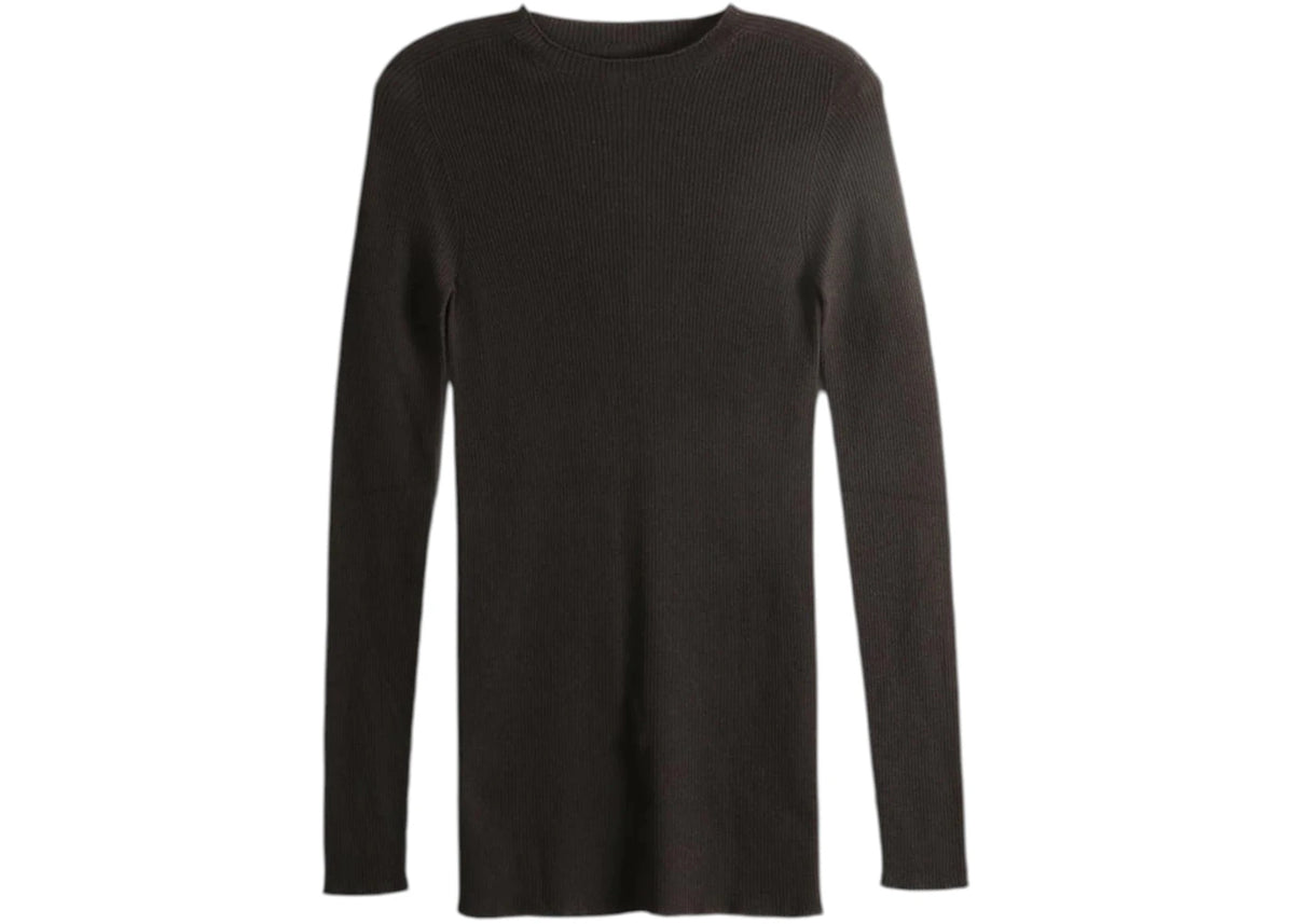 Rick Owens Ribbed Round Neck Sweater Grease - vue 360