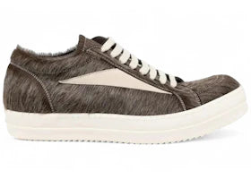 Rick Owens Vintage Sneaks Unshaved Cow Leather Indigo Milk - vue 360