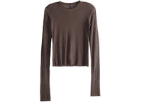 Rick Owens Women's Cropped Rib Long Sleeve T-shirt Brown