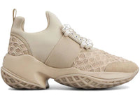 Roger Vivier Viv' Run Fabric Beige Crystal Buckle (Women's)