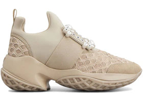 Roger Vivier Viv' Run Fabric Beige Crystal Buckle (Women's)