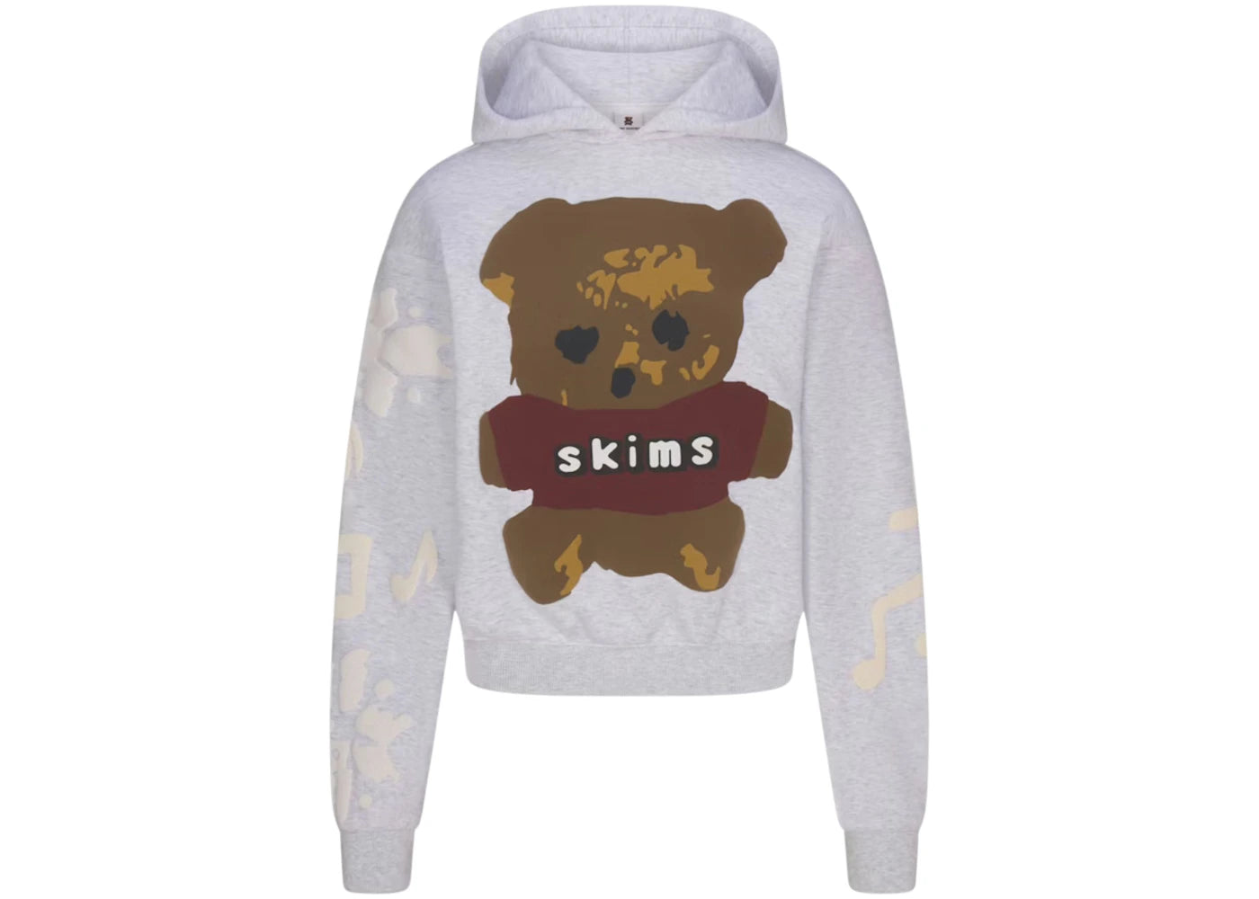 SKIMS x Cactus Plant Flea Market Cotton Fleece Hoodie Light Heather Grey Teddy Bear Print - vue secondaire A