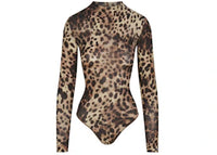 SKIMS x Dolce&Gabbana Milky Sheer Mock Neck Bodysuit Leopard