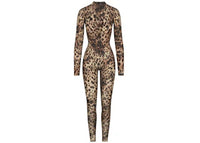 SKIMS x Dolce&Gabbana Milky Sheer Mock Neck Catsuit Leopard