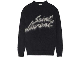Saint Laurent 90S Sweater In Mohair Black White - vue 360