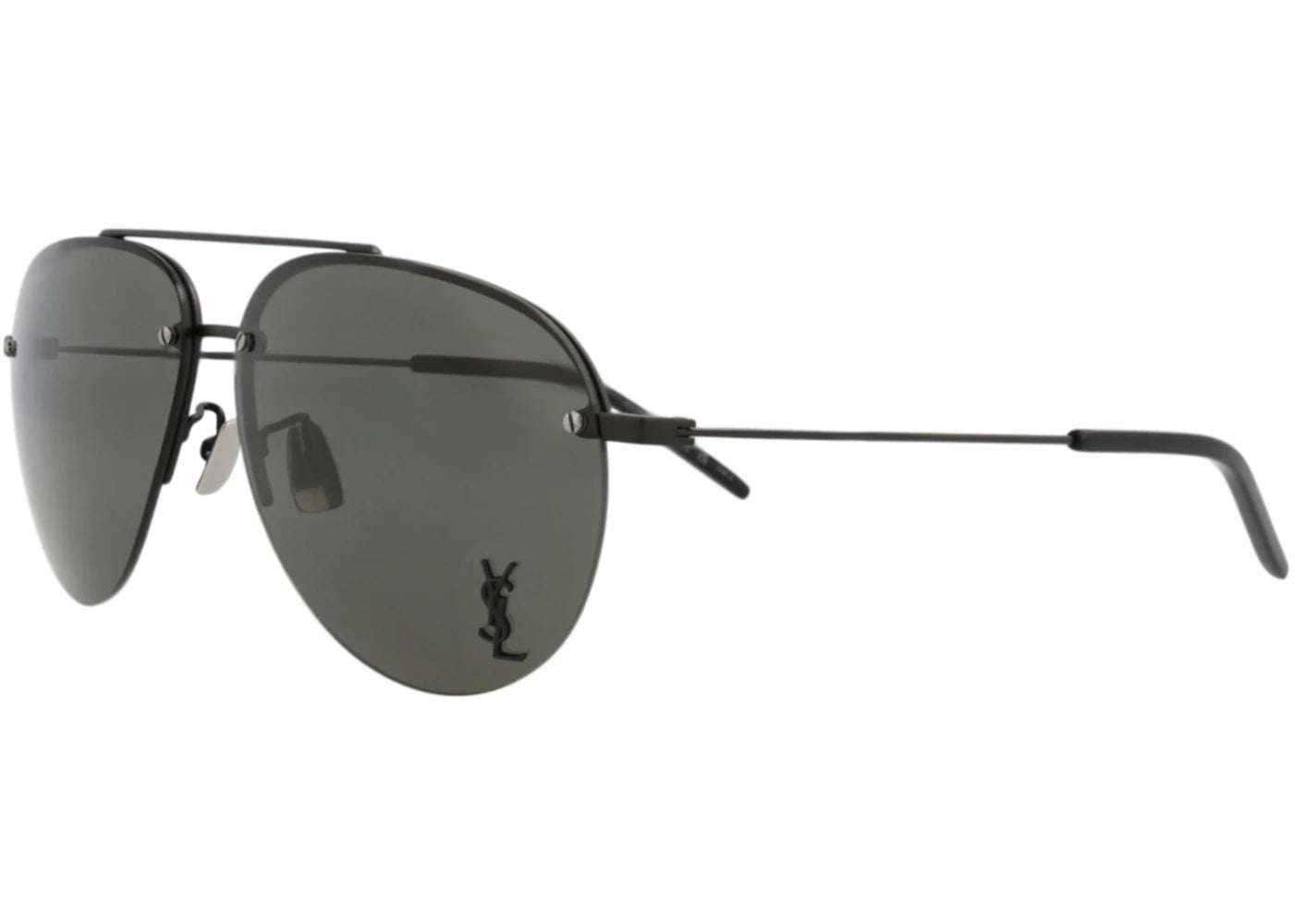 Saint Laurent Aviator-Frame Metal Sunglasses Semimatte Black (CLASSIC11F-30001169-005) - vue secondaire B