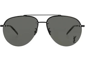 Saint Laurent Aviator-Frame Metal Sunglasses Semimatte Black (CLASSIC11F-30001169-005) - vue 360