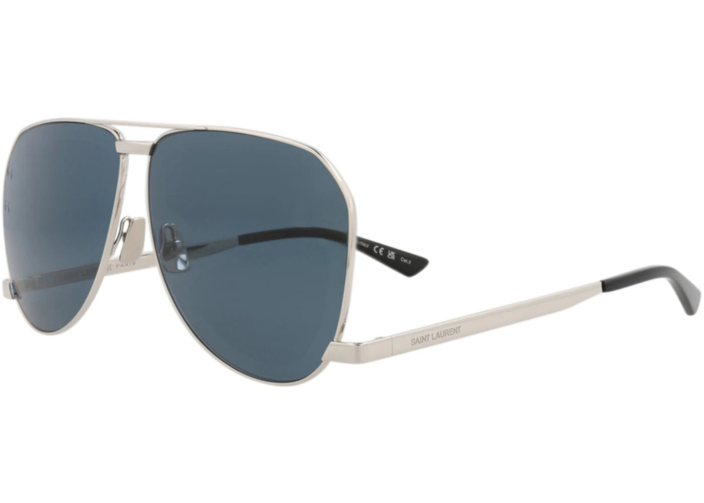 Saint Laurent Aviator-Frame Metal Sunglasses Silver Silver Blue (SL690DUST-30015233-003) - vue secondaire B