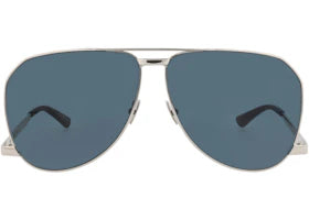 Saint Laurent Aviator-Frame Metal Sunglasses Silver Silver Blue (SL690DUST-30015233-003) - vue 360