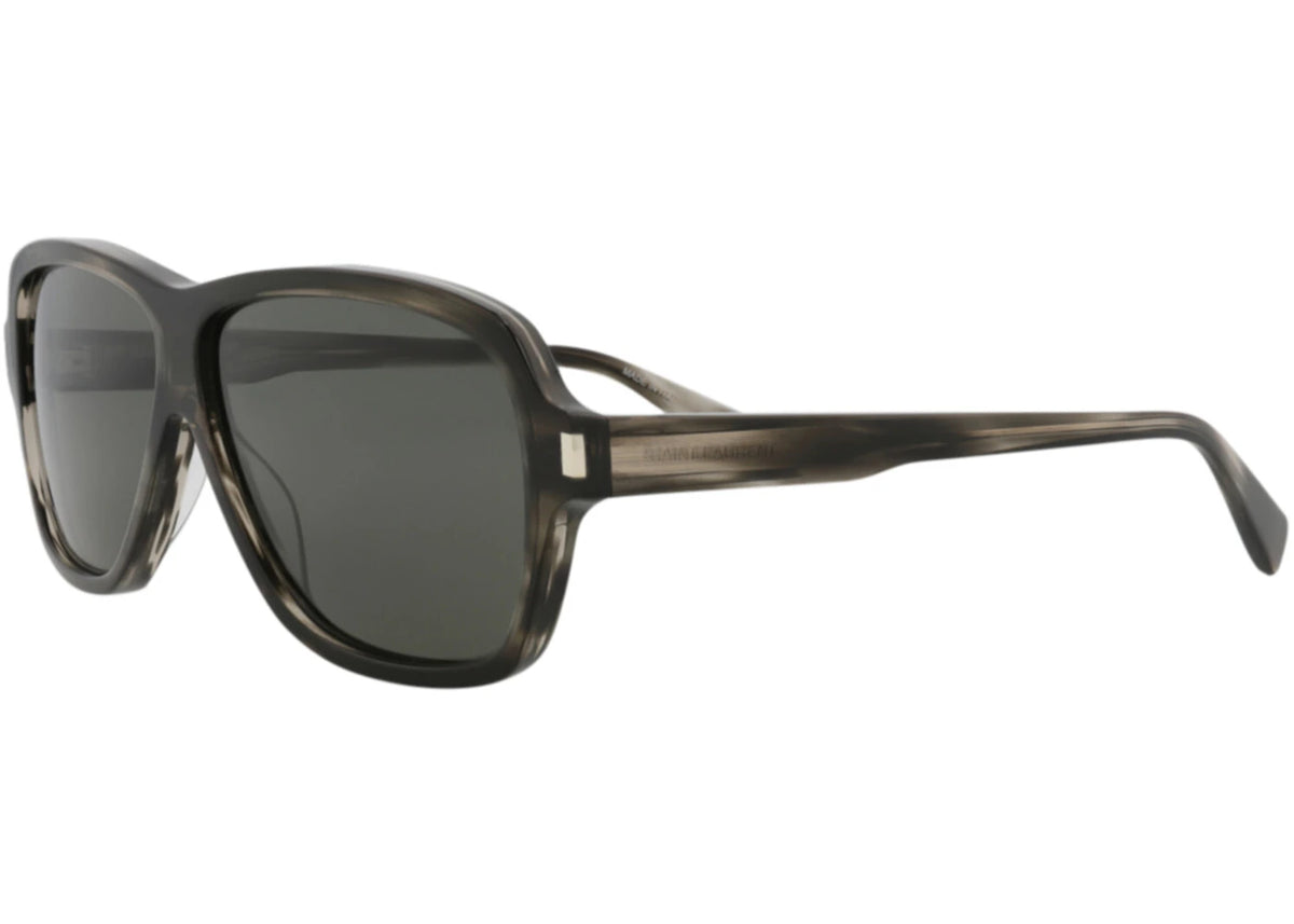 Saint Laurent Aviator-Frame Recycled Acetate Sunglasses Havana/Havana/Grey (SL609CAROL-30014608-004) - vue secondaire B