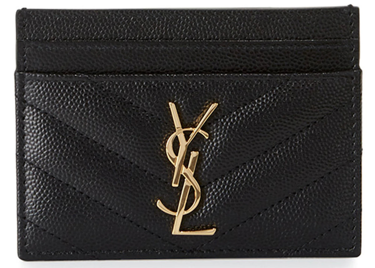 Saint Laurent Cassandre Matelasse Card Case Grain De Poudre Black - vue secondaire A