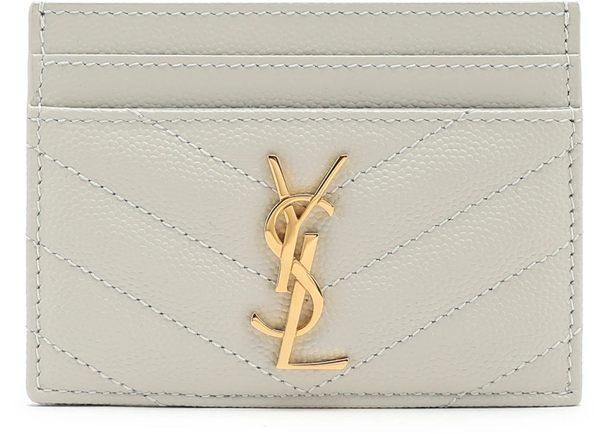 Saint Laurent Cassandra Matelasse Card Holder Ivory - vue 360