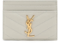 Saint Laurent Cassandra Matelasse Card Holder Ivory