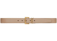 Saint Laurent Cassandre Belt With Square Buckle In Shiny Box Saint Laurent Leather Dark Beige