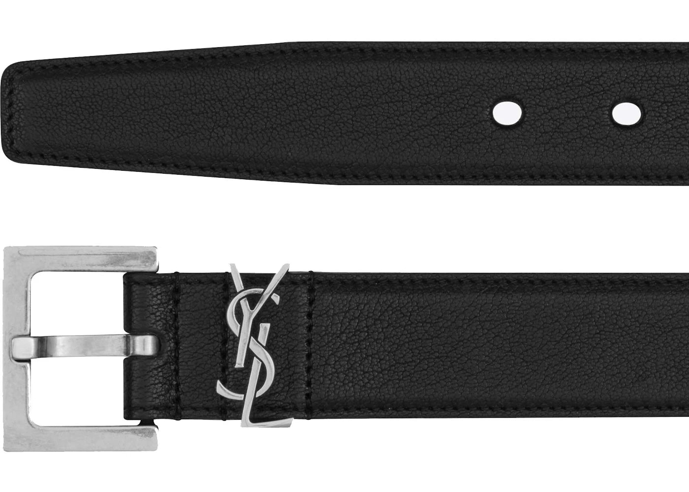 Saint Laurent Cassandre Belt in Smooth Leather Black - vue secondaire B