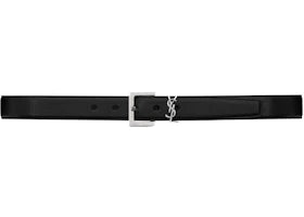 Saint Laurent Cassandre Belt in Smooth Leather Black - vue 360