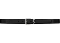 Saint Laurent Cassandre Belt in Smooth Leather Black