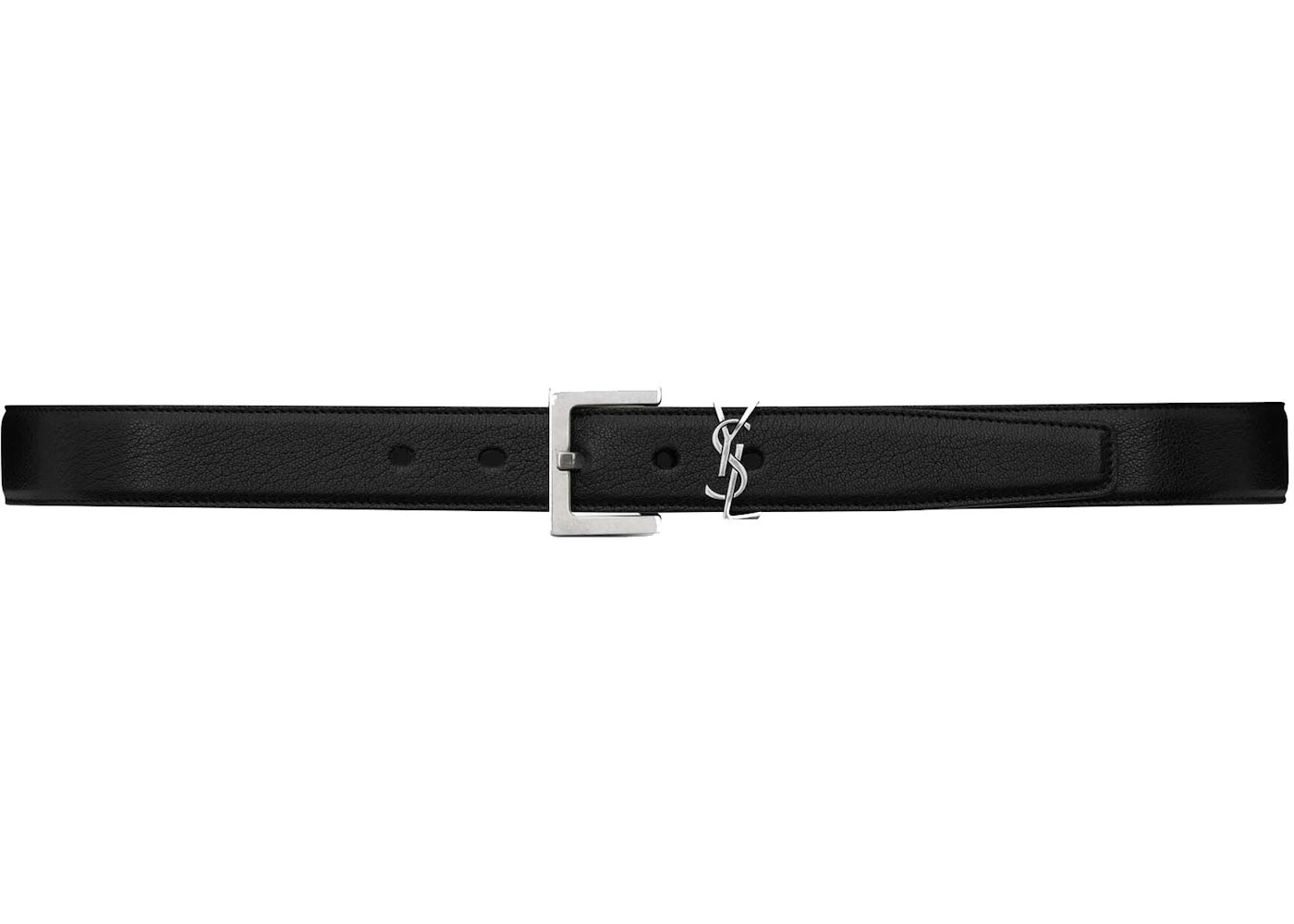 Saint Laurent Cassandre Belt in Smooth Leather Black - vue secondaire A