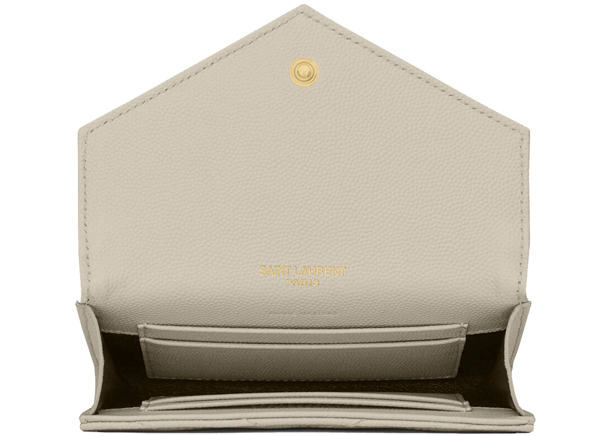 Saint Laurent Cassandre Grain De Poudre Envelope Wallet Small Blanc Vintage (Damen) - vue secondaire B