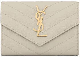 Saint Laurent Cassandre Grain De Poudre Envelope Wallet Small Blanc Vintage - authentic Saint Laurent product