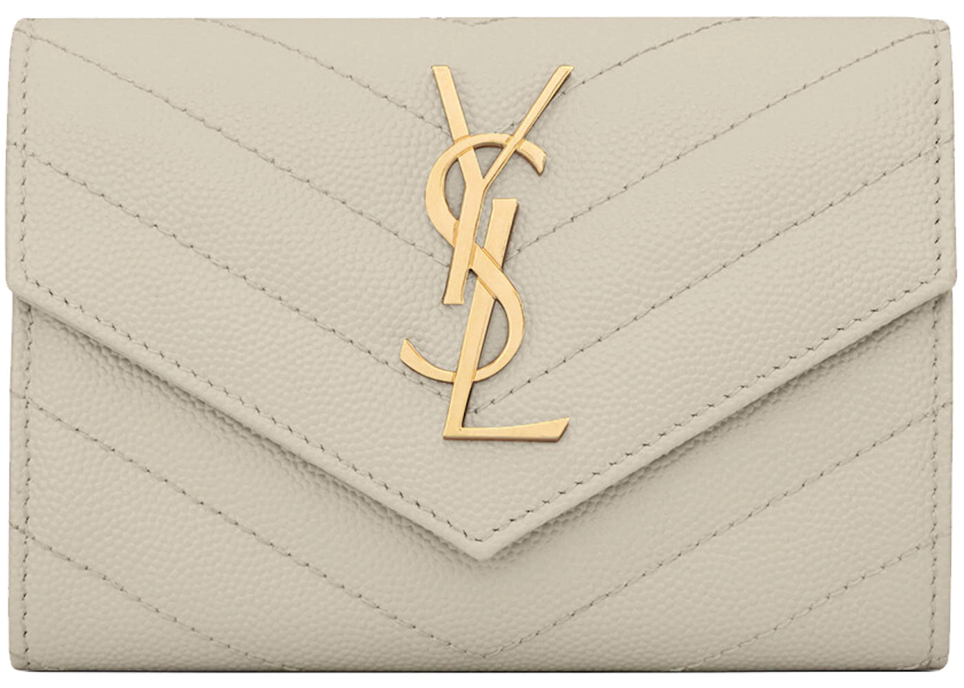 Saint Laurent Cassandre Grain De Poudre Envelope Wallet Small Blanc Vintage - vue secondaire A