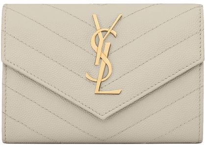 Saint Laurent Cassandre Grain De Poudre Envelope Wallet Small Blanc Vintage - product view 2