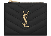 Saint Laurent Cassandre Matelasse Grain De Poudre Leather Bi-fold Wallet Black
