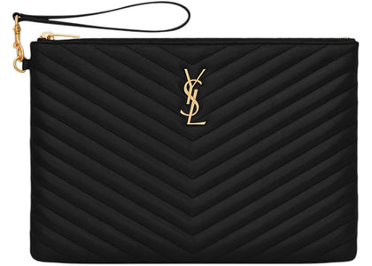 Saint Laurent Cassandre Matelasse Leather Tablet Pouch Black - authentic Saint Laurent product