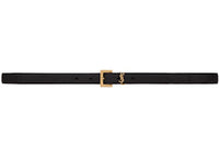 Saint Laurent Cassandre Thin Belt with Square Buckle in Grained Leather Black