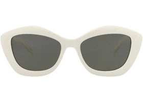 Saint Laurent Cat Eye-Frame Acetate Sunglasses Ivory Ivory Grey (SL68-30010684-004) - vue 360