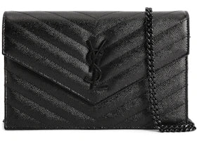 Saint Laurent Envelope Chain Wallet Grain De Poudre Black - vue 360