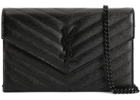 Saint Laurent Envelope Chain Wallet Grain De Poudre Black