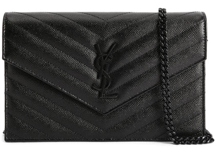 Saint Laurent Envelope Chain Wallet Grain De Poudre Black - product view 2