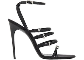 Saint Laurent Jerry Crepe Satin Sandal Black (Womens) - authentic Saint Laurent sneakers