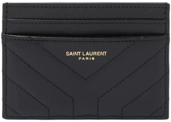 Saint Laurent Joan Card Case In Quilted Leather Black