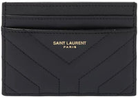 Saint Laurent Joan Kartenetui aus gestepptem Leder, Schwarz