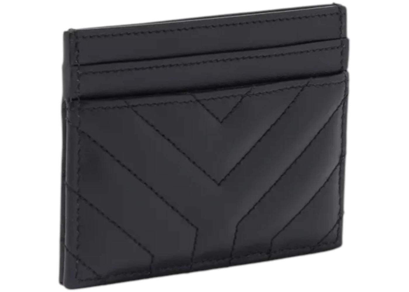 Saint Laurent Joan Kartenetui aus gestepptem Leder, Schwarz - vue secondaire A