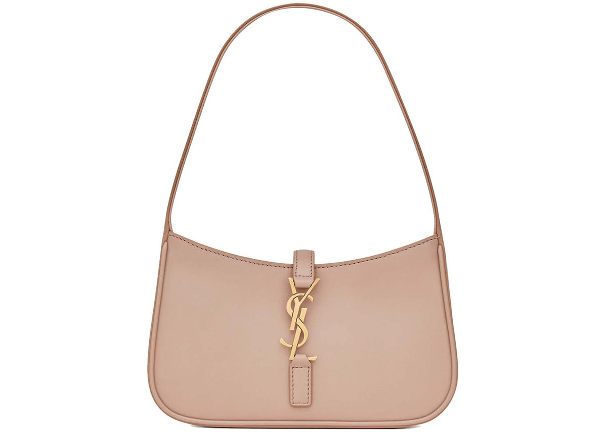 Saint Laurent Le 5 A 7 Mini Hobo Bag In Smooth Leather Rosy Sand - vue 360
