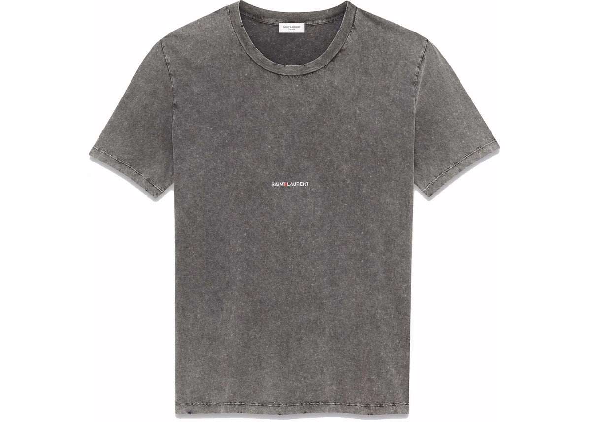 Saint Laurent Logo Rive Gauche T-Shirt Washed Black - vue secondaire A