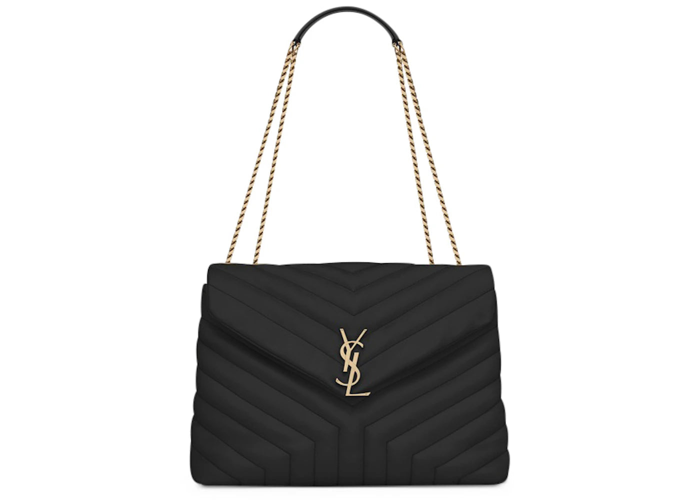 Saint Laurent Loulou Tasche Matelassé Y Leder Goldfarben Mittel Schwarz - vue 360