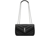 Saint Laurent Loulou Small In Pelle Di Agnello Trapuntata Silver-tone Black