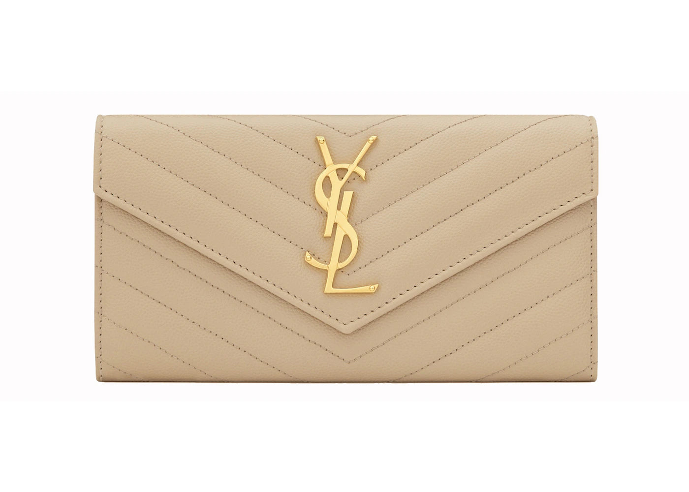 Saint Laurent Monogram Flap Wallet Matelasse Grain de Poudre Large Powder - vue secondaire A