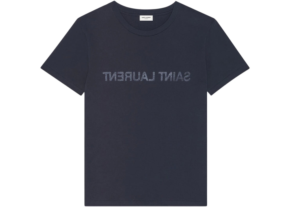 Saint Laurent Reverse Logo T-Shirt Navy - vue 360