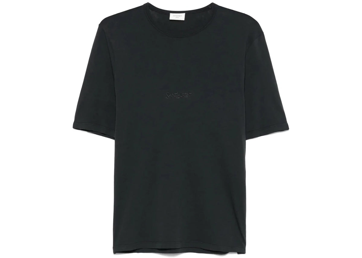 Saint Laurent Round Neck Short Sleeve T-shirt Black White - vue secondaire A