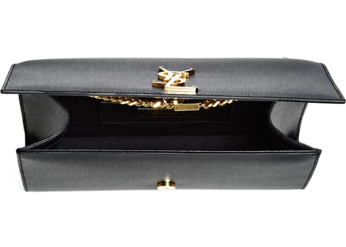 Saint Laurent Kate Medium Chain Bag in Grain De Poudre Gold-tone Black - vue secondaire B