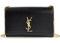 Saint Laurent Kate Medium Chain Bag in Grain De Poudre Gold-tone Black