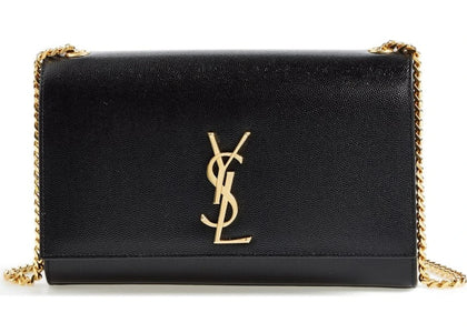 Saint Laurent Kate Medium Chain Bag in Grain De Poudre Gold-tone Black - product view 2
